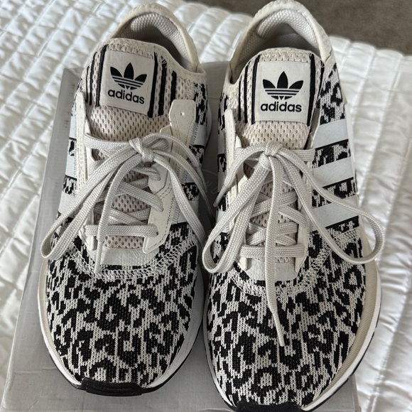 adidas Women's Leopard Print Black and White Sneakers - Picture 14 of 16